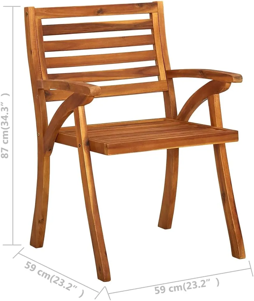 3-Piece Solid Acacia Wood Patio Dining Chairs with Anthracite Cushions, Outdoor Furniture Set for Backyard, Poolside, and Camping