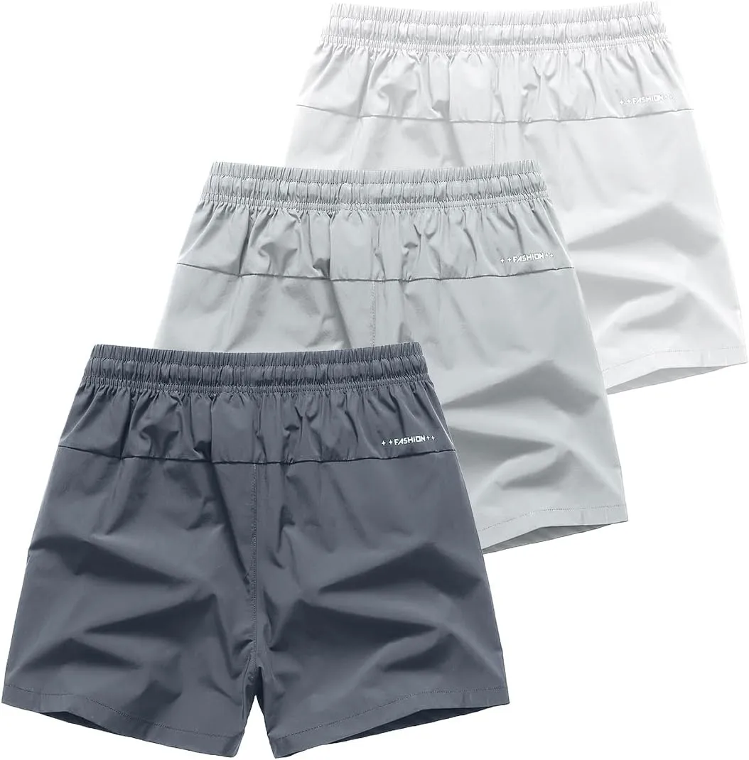3 Set Men's Workout Athletic Shorts Lightweight Moisture Wicking 3" Running Shorts with Zipper Pockets Gym Beach