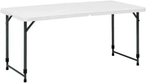 4 Foot Adjustable Height Folding Plastic Table, Easy Fold, Indoor Outdoor,Resistant to Scratch, Stain & UV Damage, Built-in Carry Handle for Easy Transportation