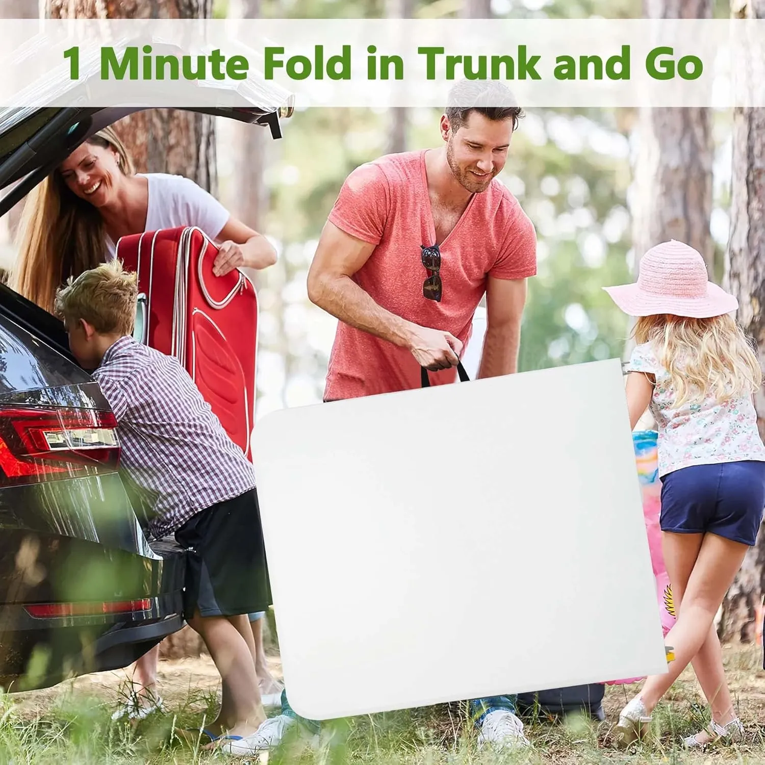4 Ft White Folding Table, Portable Table Camping Table Outdoor Collapsible Dinner Table, Outdoor Tables for Patio Yard Wedding Party Cocktail Display