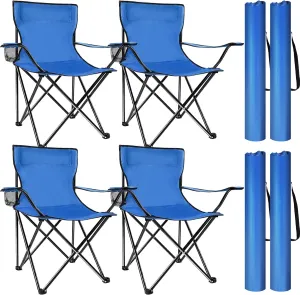 4 Pack Folding Camping Chairs with Carrying Bag Portable Lightweight Foldable Lawn Camp Beach Sports Chairs(19.7 x 19.7 x 31.5 Inch,Blue)