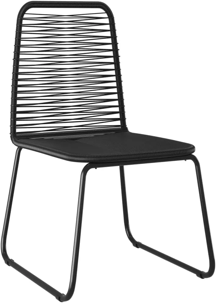 4 Pcs Black Poly Rattan Patio Dining Chairs – Outdoor Furniture with PE Rattan and Powder-Coated Steel Frames for Garden, Patio, and Dining Areas