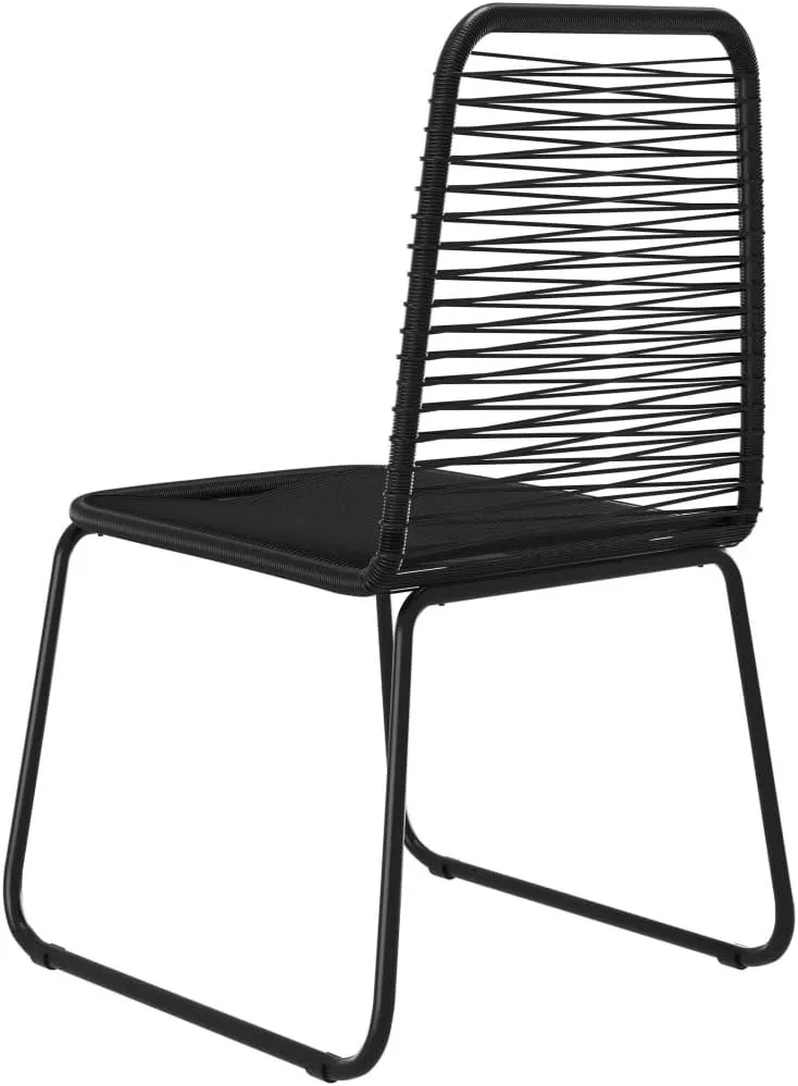 4 Pcs Black Poly Rattan Patio Dining Chairs – Outdoor Furniture with PE Rattan and Powder-Coated Steel Frames for Garden, Patio, and Dining Areas