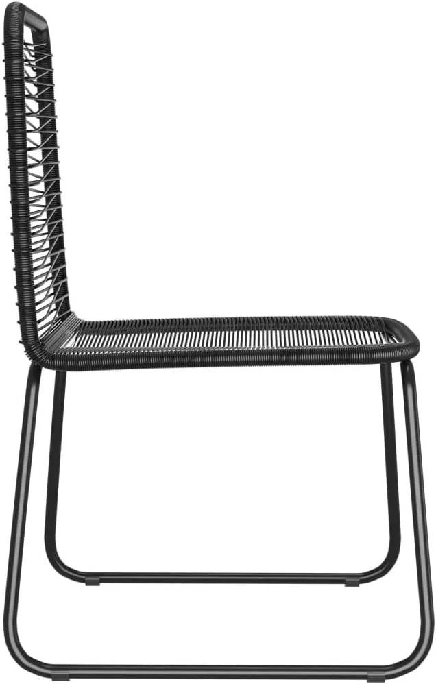 4 Pcs Black Poly Rattan Patio Dining Chairs – Outdoor Furniture with PE Rattan and Powder-Coated Steel Frames for Garden, Patio, and Dining Areas