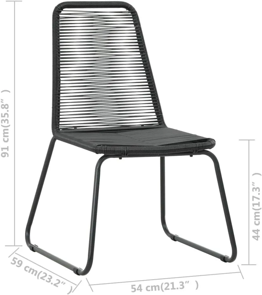 4 Pcs Black Poly Rattan Patio Dining Chairs – Outdoor Furniture with PE Rattan and Powder-Coated Steel Frames for Garden, Patio, and Dining Areas
