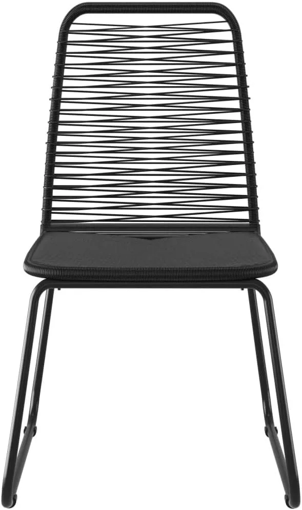 4 Pcs Black Poly Rattan Patio Dining Chairs – Outdoor Furniture with PE Rattan and Powder-Coated Steel Frames for Garden, Patio, and Dining Areas