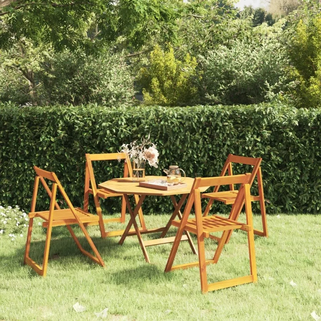 4-Piece Solid Acacia Wood Folding Patio Chairs Set, Outdoor Furniture for Garden Terrace Poolside, Foldable Wooden Lounge Chairs with Oil Finish (18.5"x20.3"x29.5")