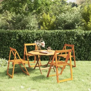 4-Piece Solid Acacia Wood Folding Patio Chairs Set, Outdoor Furniture for Garden Terrace Poolside, Foldable Wooden Lounge Chairs with Oil Finish (18.5"x20.3"x29.5")