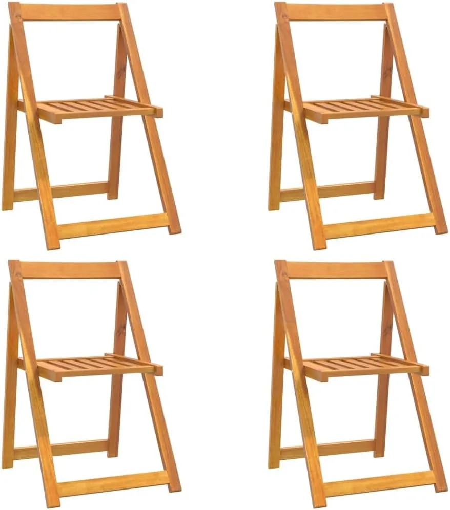 4-Piece Solid Acacia Wood Folding Patio Chairs Set, Outdoor Furniture for Garden Terrace Poolside, Foldable Wooden Lounge Chairs with Oil Finish (18.5"x20.3"x29.5")