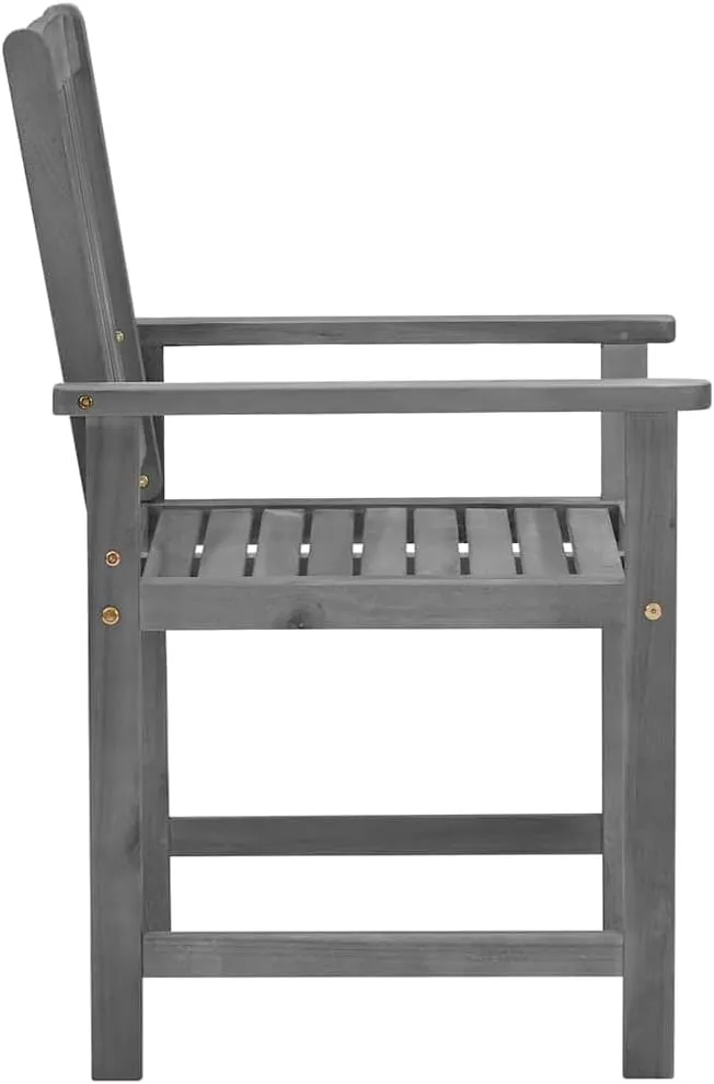 4-Piece Solid Acacia Wood Patio Chairs with Cushions, Gray Outdoor Furniture Set for Poolside Backyard Deck Garden