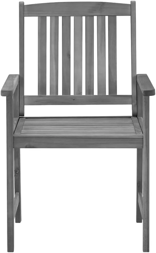 4-Piece Solid Acacia Wood Patio Chairs with Cushions, Gray Outdoor Furniture Set for Poolside Backyard Deck Garden
