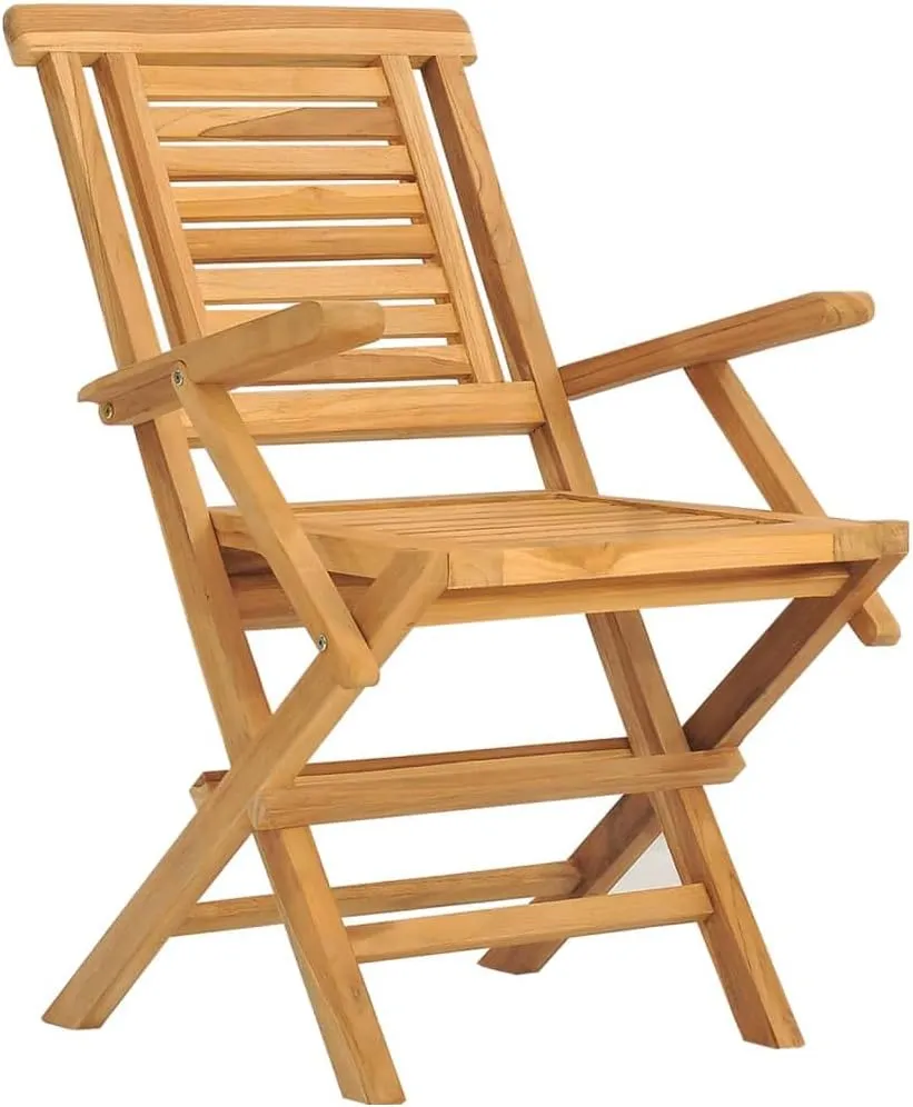 4-Piece Solid Teak Wood Folding Patio Chairs Set 22x24.8x35.4 Inch Outdoor Lounge Furniture with Slatted Design for Poolside Backyard Camping Beach