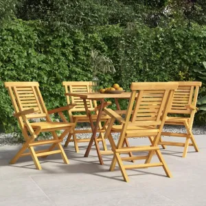 4-Piece Solid Teak Wood Folding Patio Chairs Set 22x24.8x35.4 Inch Outdoor Lounge Furniture with Slatted Design for Poolside Backyard Camping Beach
