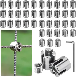 40PCS Cross Cable Clamps, T316 Stainless Steel Cross Clamps for 1/8" Wire Rope or Rod Fittings, No Drilling Required Clips for Wire Trellis Kits, Espalier Cable Trellis System (Heavy Duty)