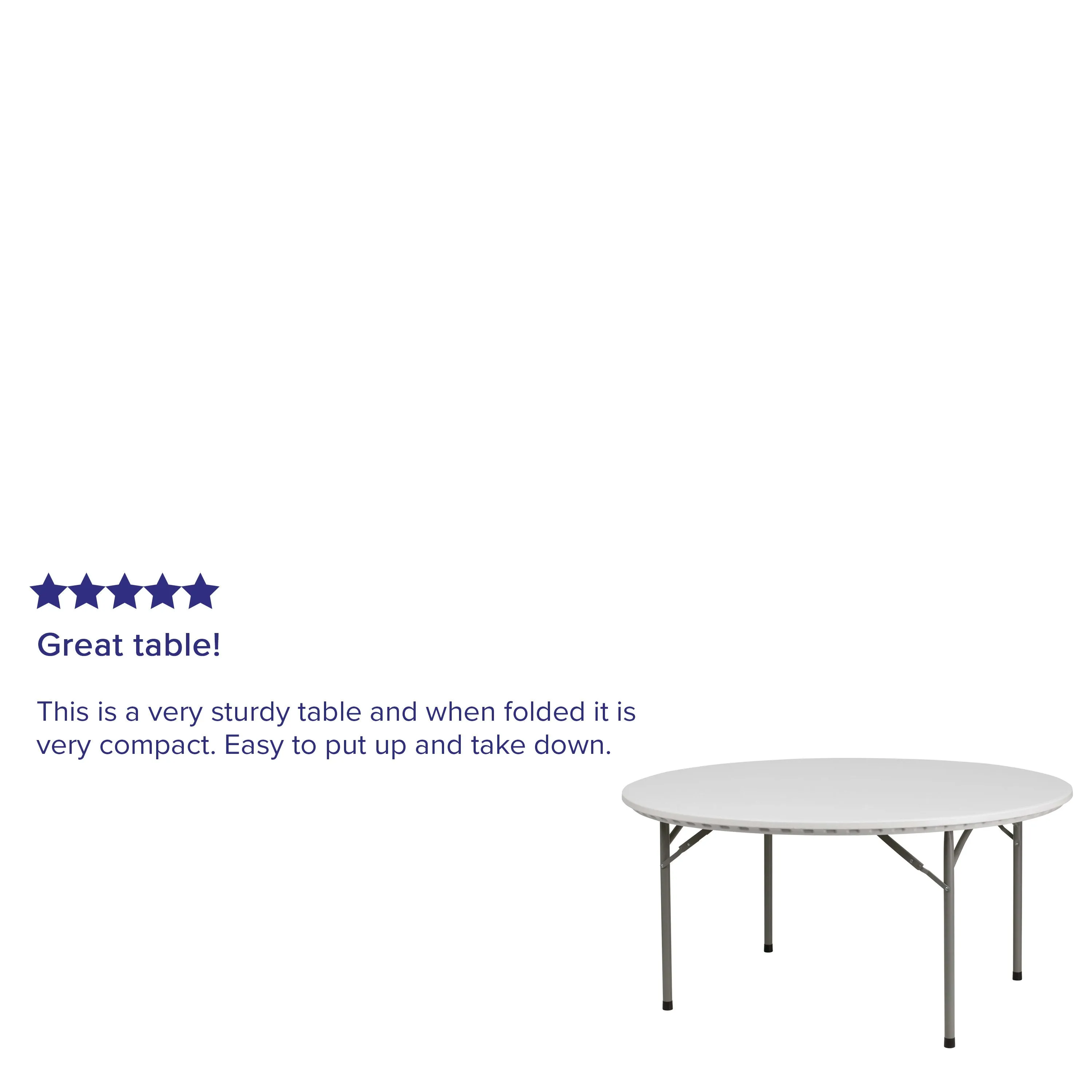 5-Foot Round Plastic Folding Table