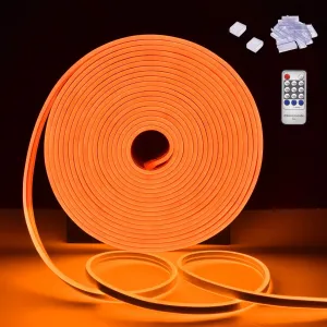 50ft/100ft LED Neon Rope Light Waterproof w/ Remote Garden Club Xmas Party Dcor Orange, 50Ft