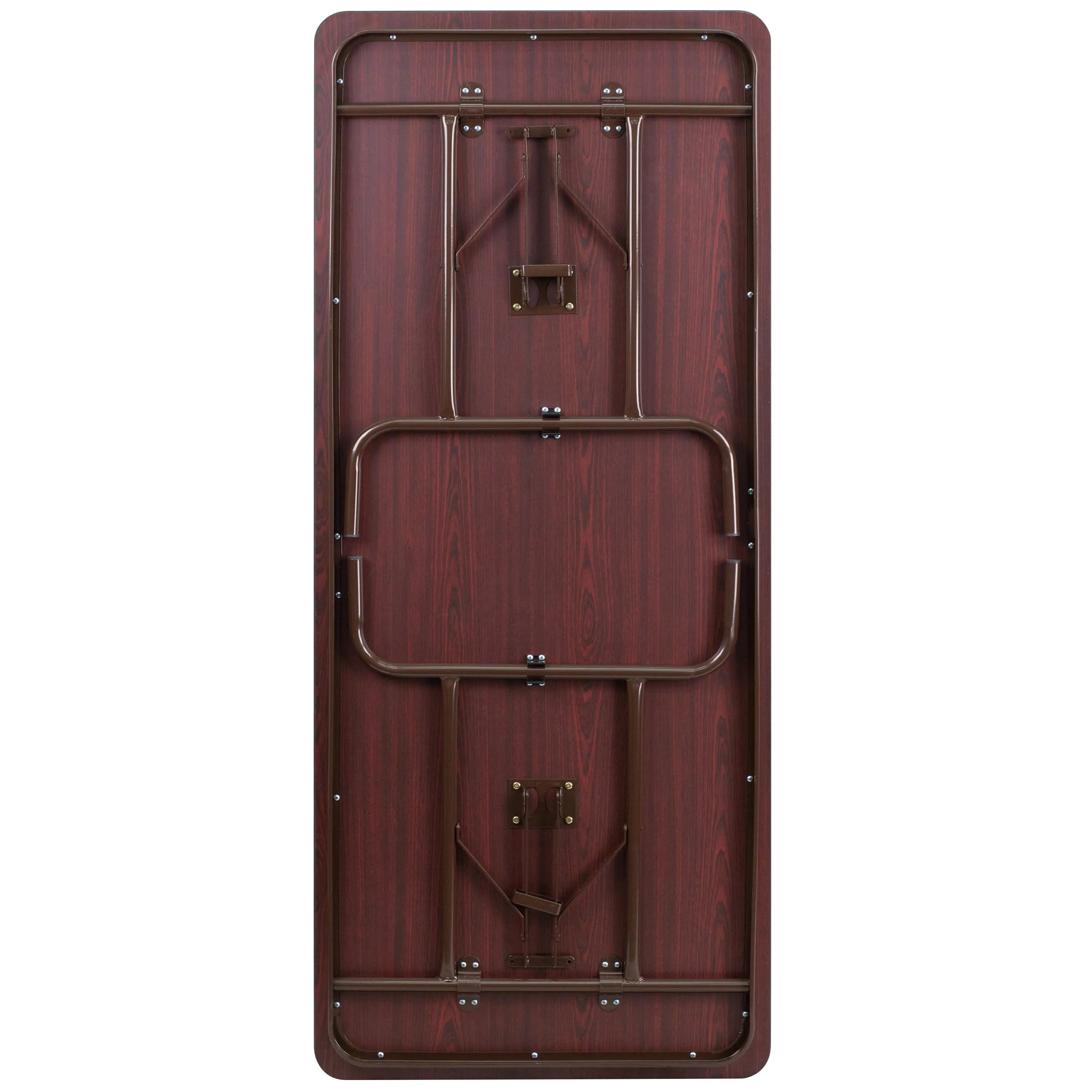 6-Foot Mahogany Melamine Laminate Folding Banquet Table