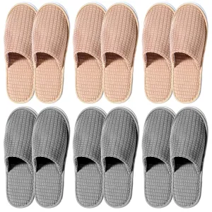 6 Pairs Disposable Slippers for Guests SPA Slippers Non Slip Unisex Washable Reusable Slippers Soft House Slippers for Hotel Guest Travel Wedding Party Bedroom