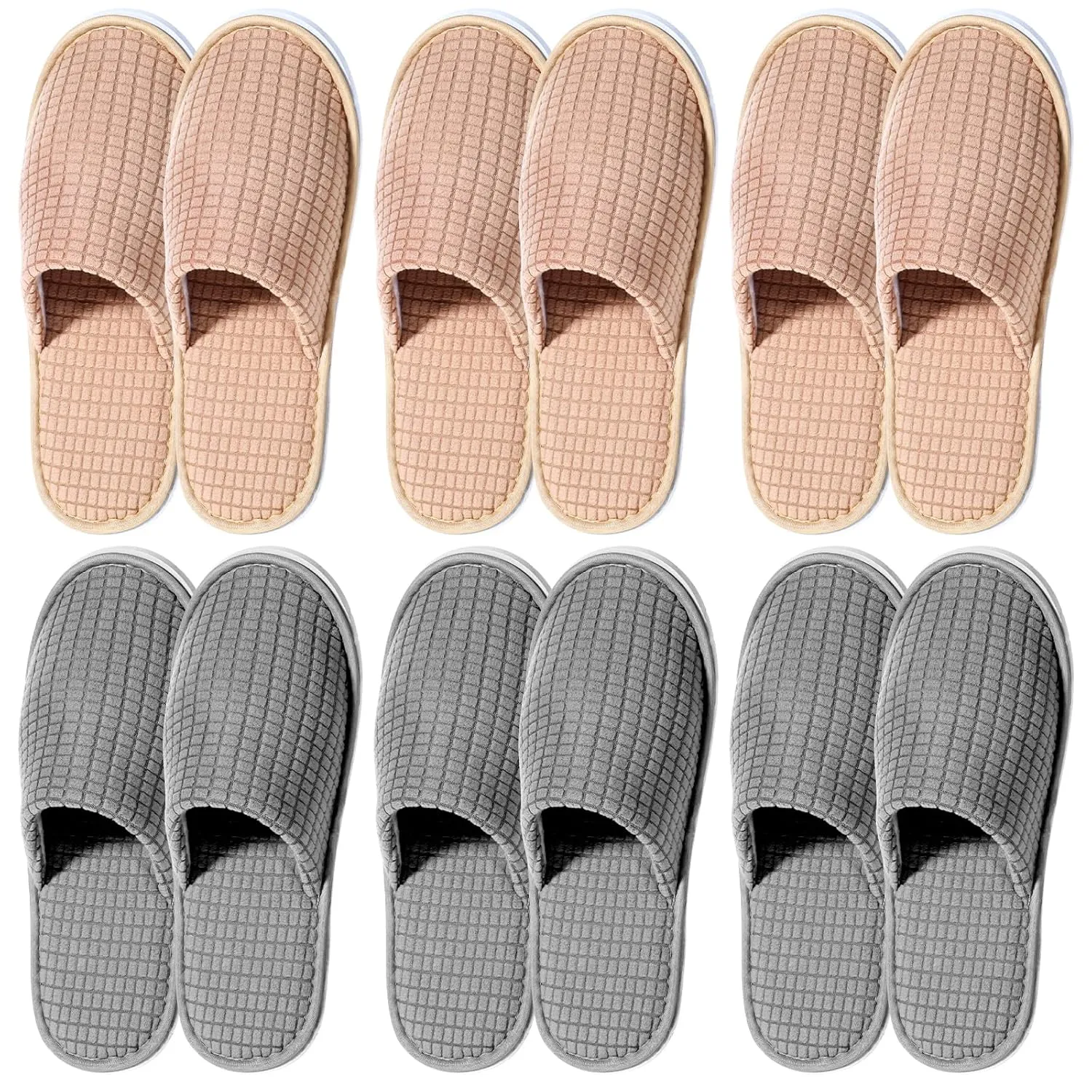 6 Pairs Disposable Slippers for Guests SPA Slippers Non Slip Unisex Washable Reusable Slippers Soft House Slippers for Hotel Guest Travel Wedding Party Bedroom