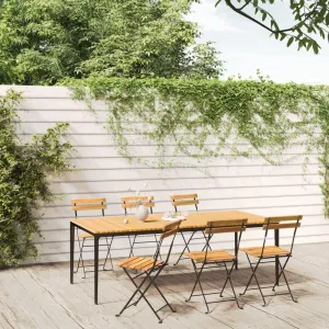 6 Pcs Folding Patio Chairs Solid Acacia Wood and Steel Frame Outdoor Furniture for Garden Balcony Deck Backyard