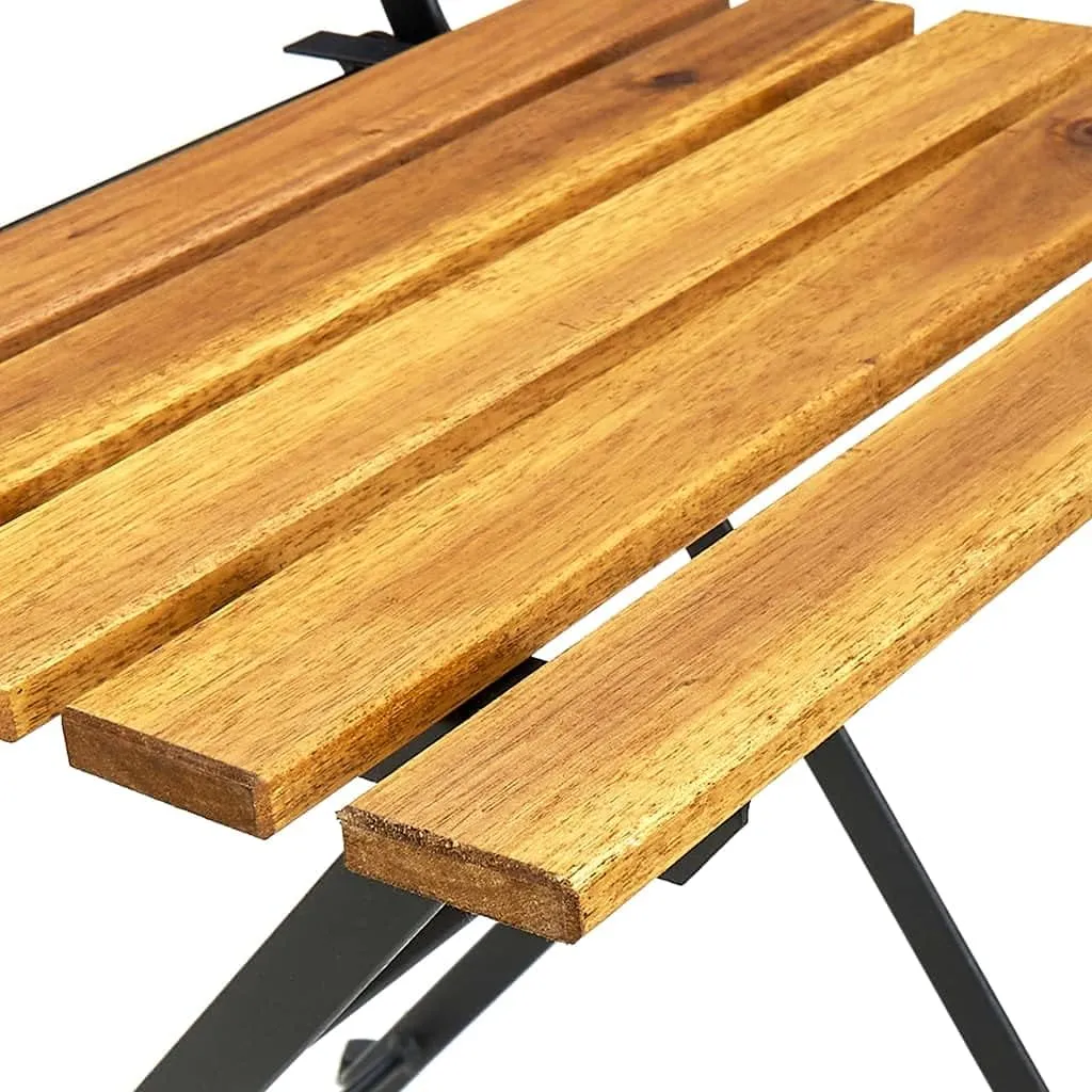 6 Pcs Folding Patio Chairs Solid Acacia Wood and Steel Frame Outdoor Furniture for Garden Balcony Deck Backyard