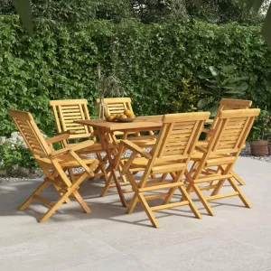 6-Piece Solid Teak Wood Folding Patio Chairs Set 22"x24.8"x35.4" Outdoor Furniture for Camping Beach Poolside & Backyard