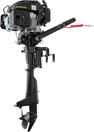 6.5HP Outboard Motor, 140CC 4-Stroke Heavy Duty Fishing Boat Engine with CDI Ignition System, Short Shaft Gas Powered Marine Engine with Air Cooling System for Outdoor Adventure Boat Canoe