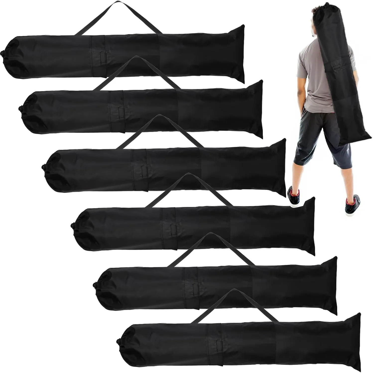 6pcs 43x9in Camp Chair Replacement Bag, Foldable Folding Chair Storage Bag with Carrying Strap & 2 Pockets Portable Camping Chair Bag for Outdoor Travel (Chair is not Included)