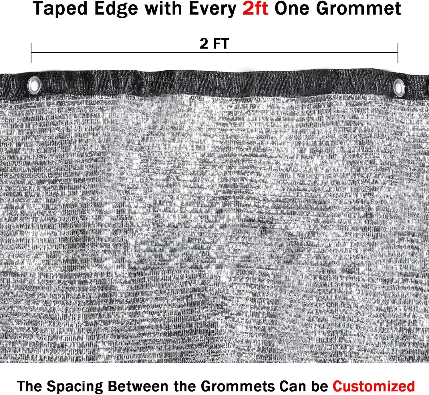 70% Reflective Aluminum Foil Sun Shade Cloth,Mesh Canopy Cover with Grommets,Durable Shade Fabric for Patio Porch,Garden,Greenhouse,Pergola 10ft X 20ft