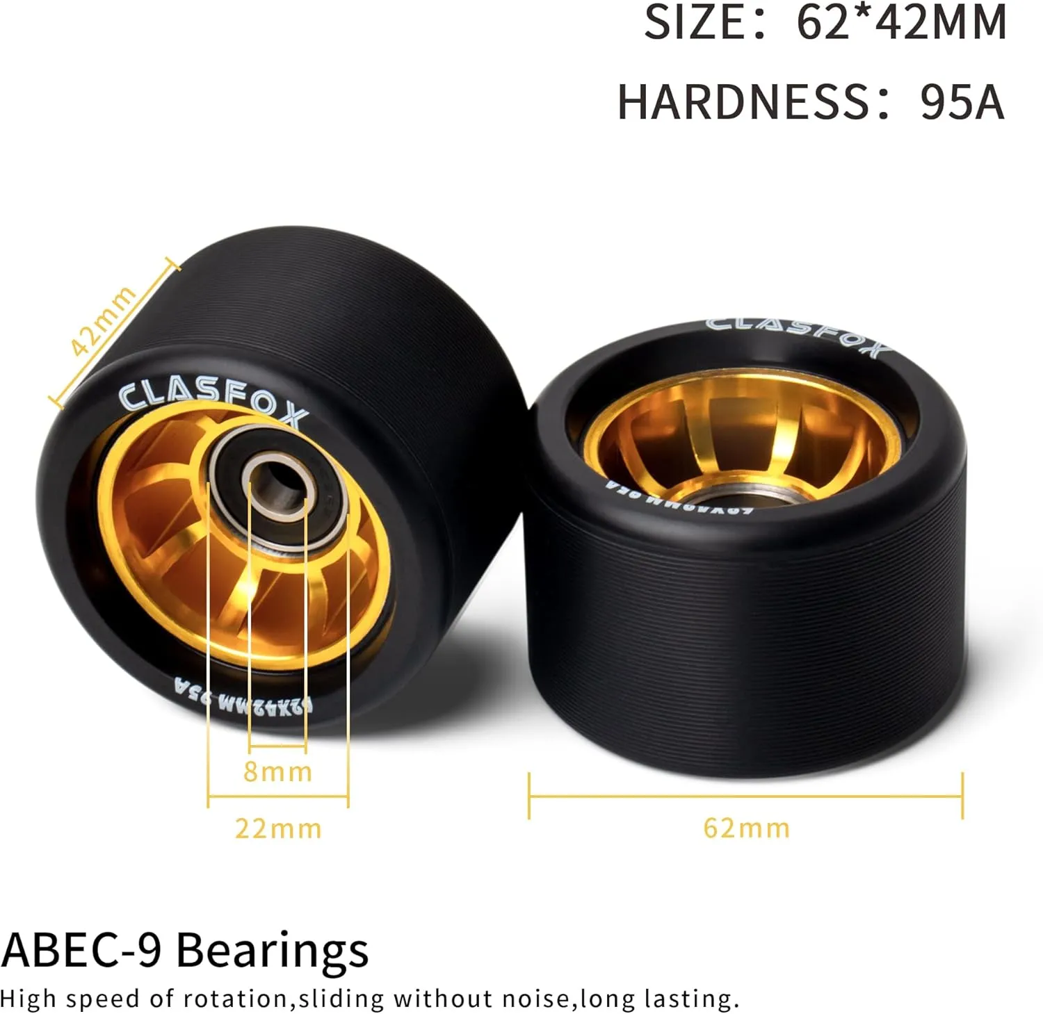95A Speed/Derby Wheels Aluminum Roller Skate Wheels Indoor Roller Replacement Wheel (Set of 8)