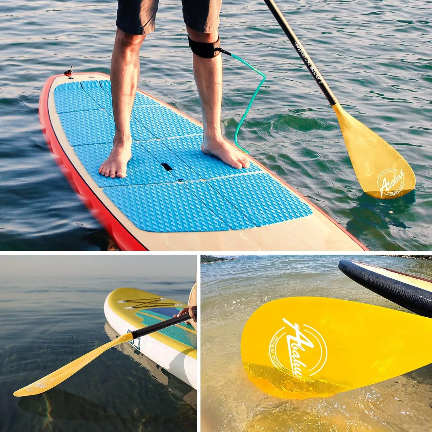 Abahub Carbon Fiber SUP Paddles, 1 x 3 Section Adjustable 67" - 86" Carbon Fiber Shaft, Lightweight Stand-up Paddle Oars for Paddleboards, with a Carrying Bag
