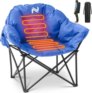 ABORON Heated Camping Chair Oversized, Three Model Portable Heated Cushion Folding Chair, Heavy Duty Heated Foldable Chairs Support Up to 500 lbs, Ideal for Outdoor Adventures