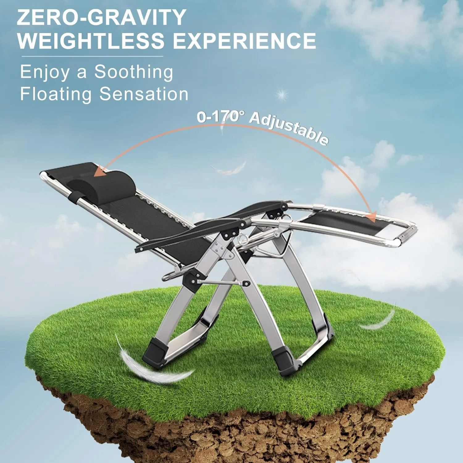 ABORON Zero Gravity Chair Set of 2, Outdoor Lounge Chairs Sun Loungers with Removable Cushion,Headrest,Cup Holder,Reclining Patio Lounger Chair for Indoor and Outdoor