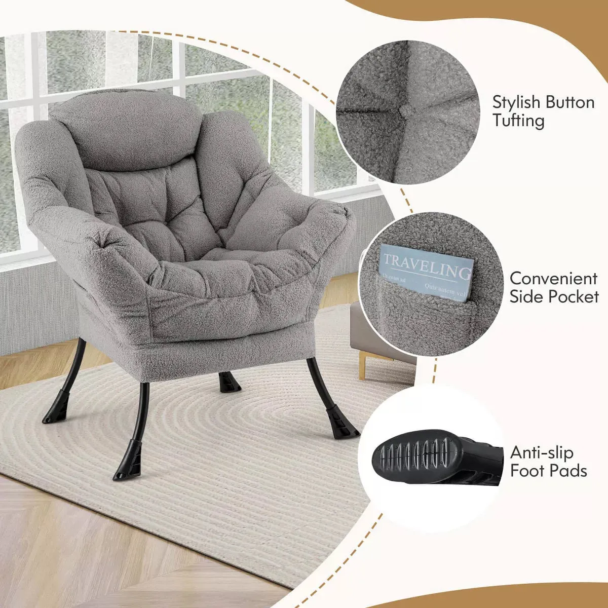 Accent All-in-one Chair Leisure Armchair Ergonomic