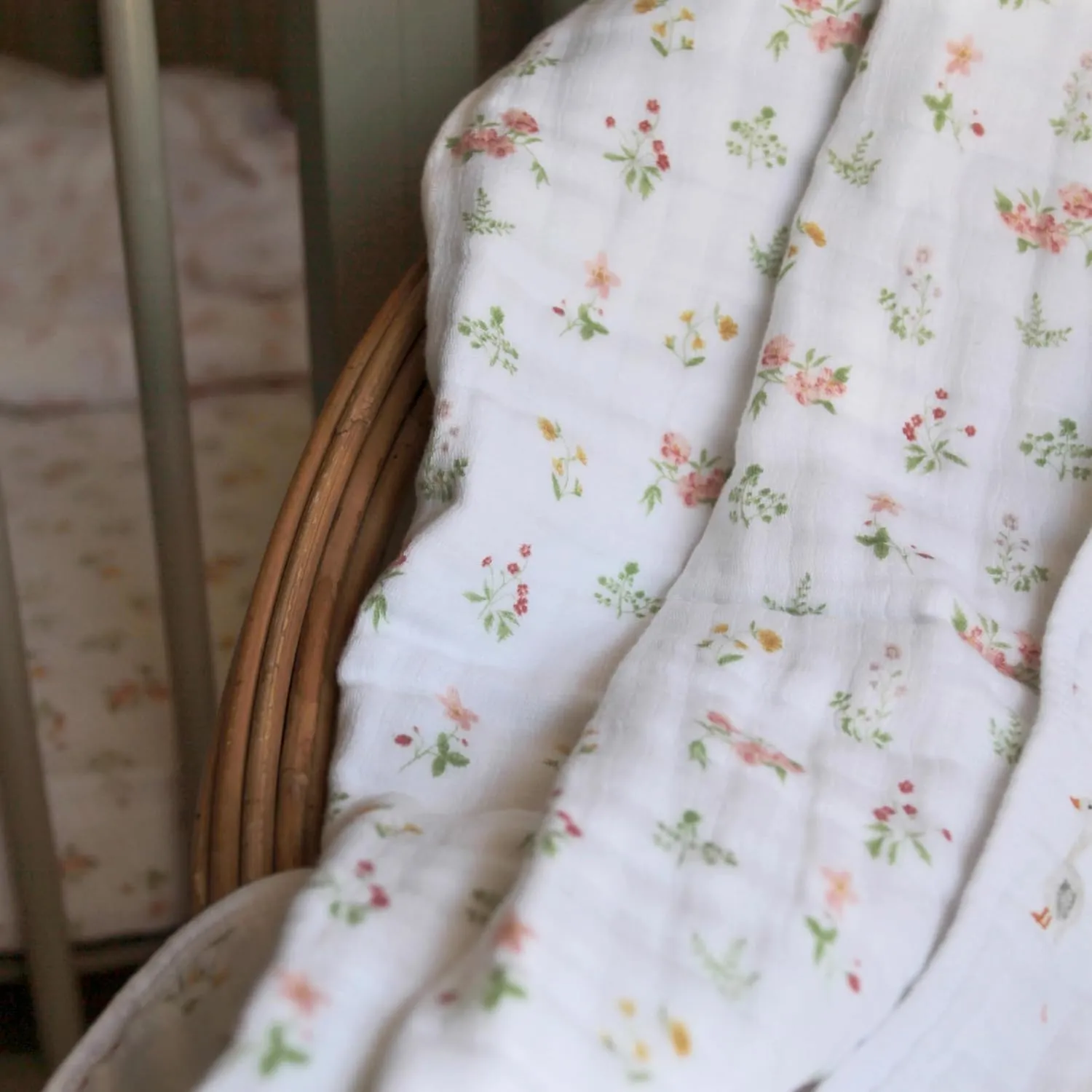 aden   anais Essentials Dream Blanket, Muslin Baby Blankets for Girls & Boys, Ideal Lightweight Newborn Nursery & Crib Blanket, Country Floral