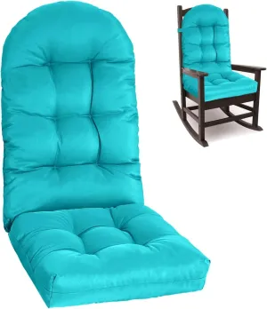 Adirondack Chair Cushion, Rocking Cushions 44x19.4x4 inch, High Back Patio Recliner Cushion of Upper and Lower with Ties, Sunscreen and Fade-Resistant Lake Blue，1
