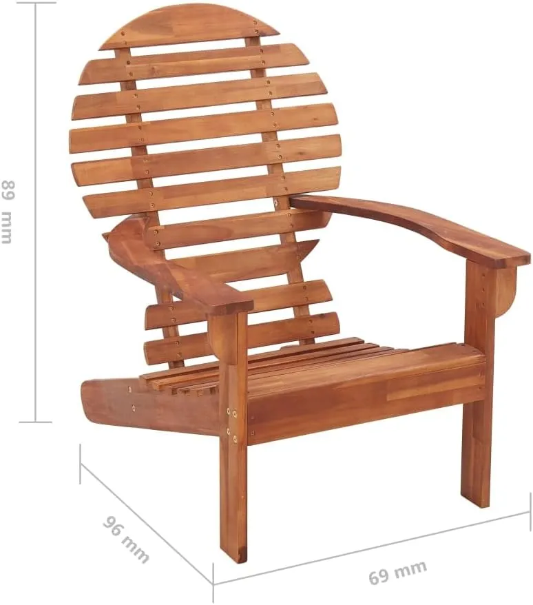 Adirondack Chair Solid Acacia Wood Outdoor Patio Lounge Chair with Wide Arms and Contoured Seat Durable Garden Furniture for Beach, Lawn, Porch, and Backyard