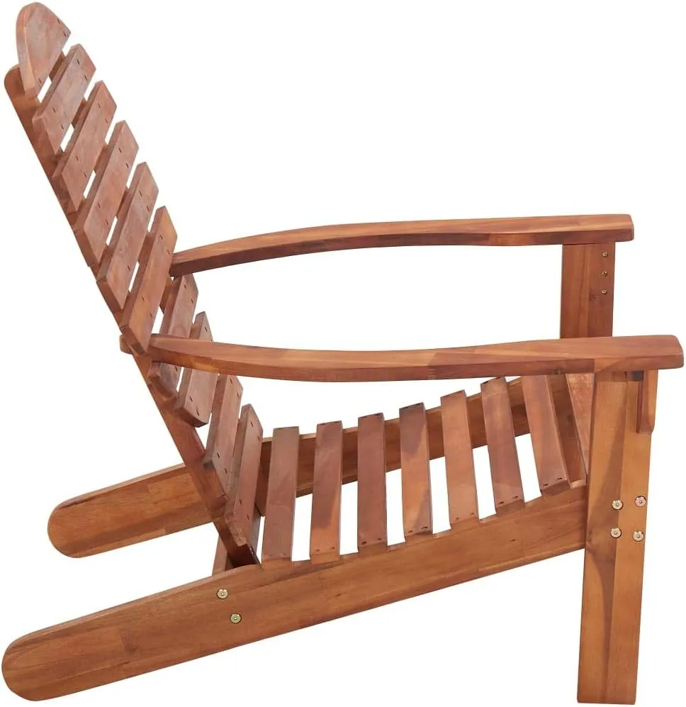 Adirondack Chair Solid Acacia Wood Outdoor Patio Lounge Chair with Wide Arms and Contoured Seat Durable Garden Furniture for Beach, Lawn, Porch, and Backyard