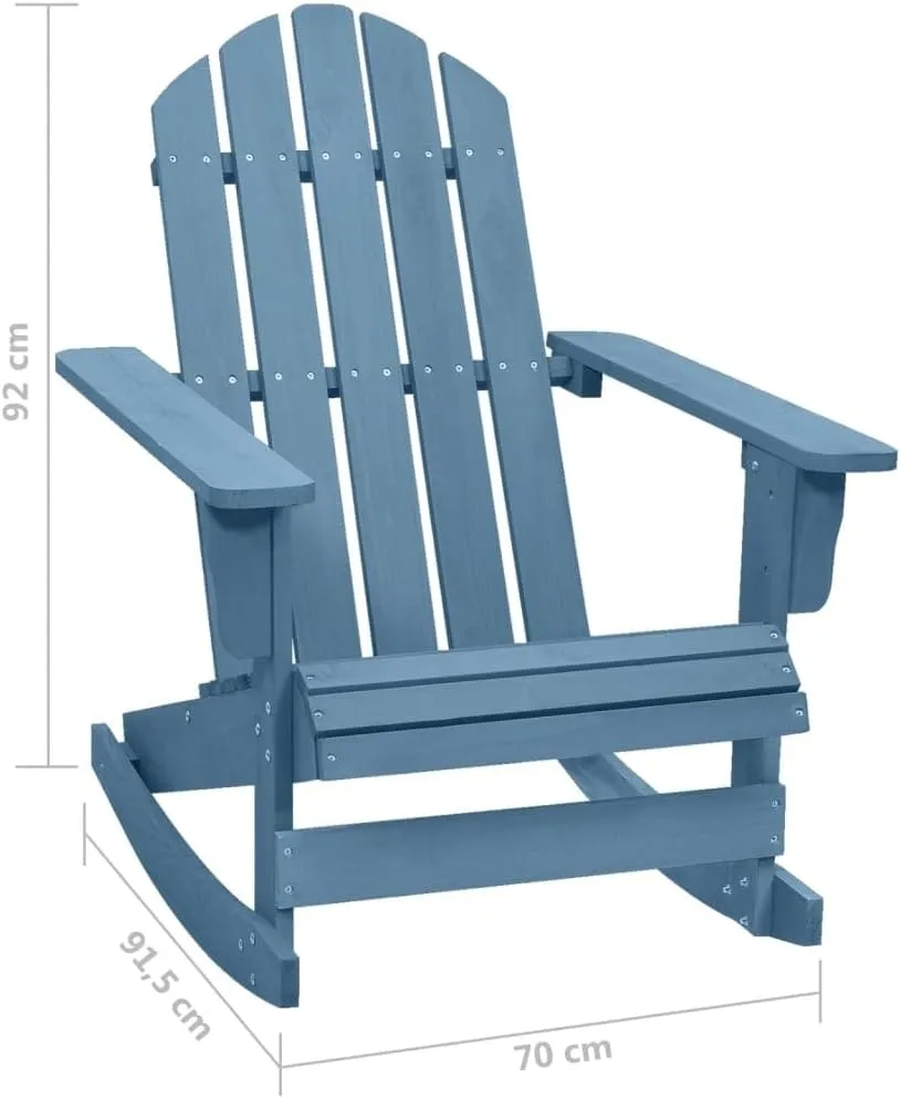 Adirondack Rocking Chair Solid Fir Wood Outdoor Furniture Blue 36.2" Patio Chair with Ergonomic Design for Backyard Deck Poolside