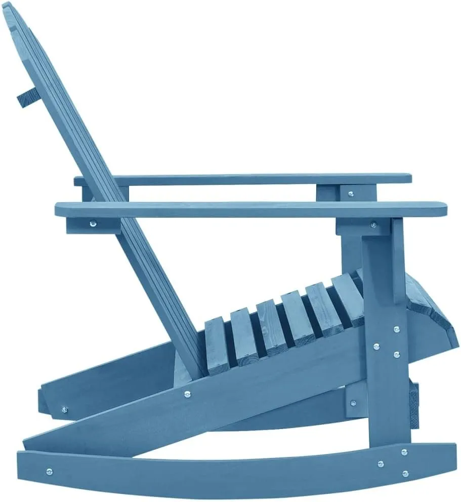 Adirondack Rocking Chair Solid Fir Wood Outdoor Furniture Blue 36.2" Patio Chair with Ergonomic Design for Backyard Deck Poolside