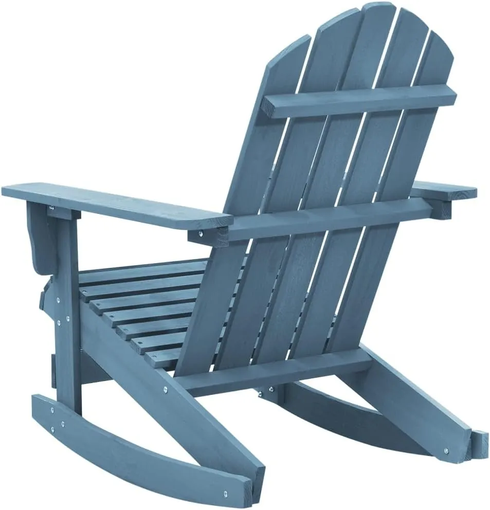 Adirondack Rocking Chair Solid Fir Wood Outdoor Furniture Blue 36.2" Patio Chair with Ergonomic Design for Backyard Deck Poolside