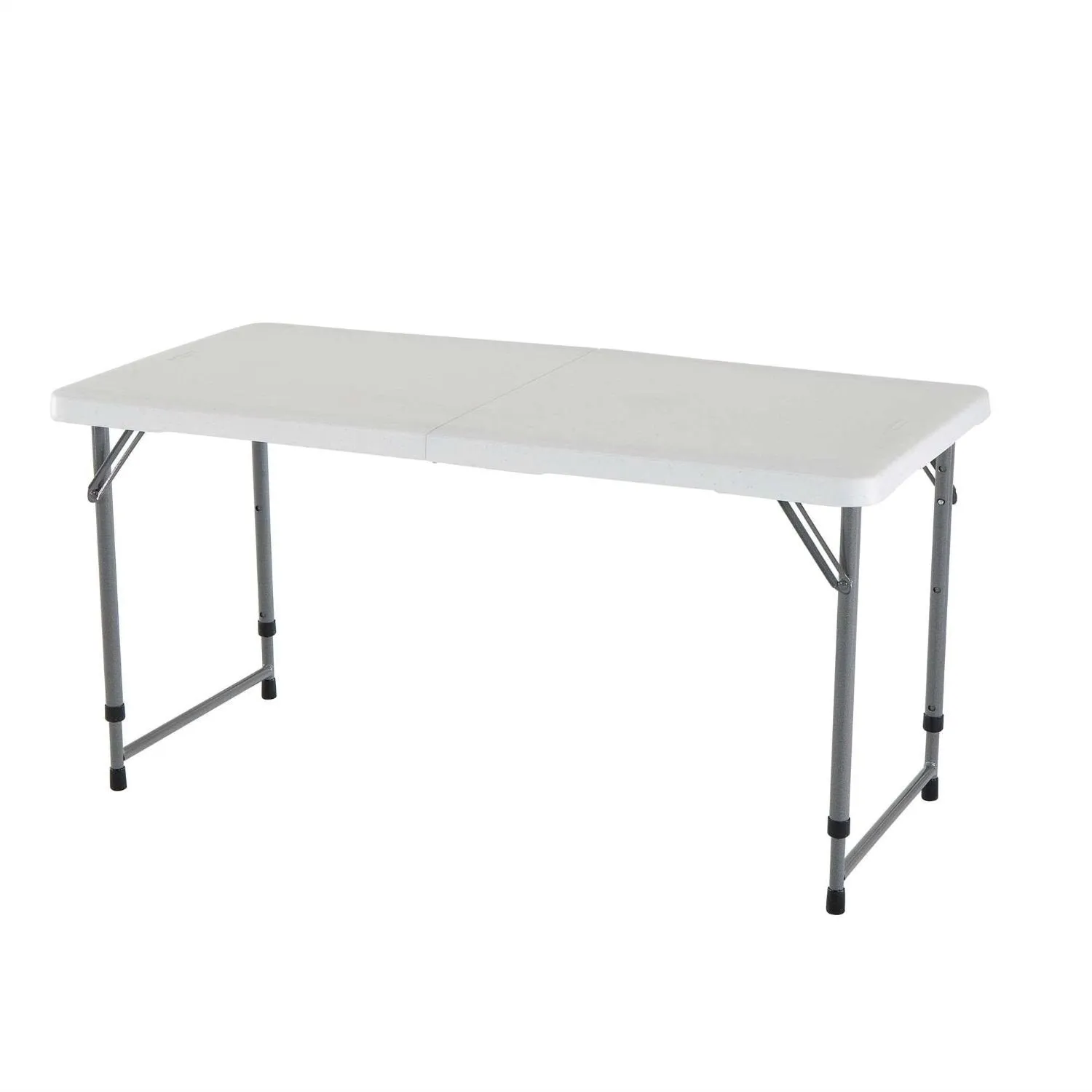 Adjustable Height White HDPE Plastic Folding Table with Powder Coated Steel Frame