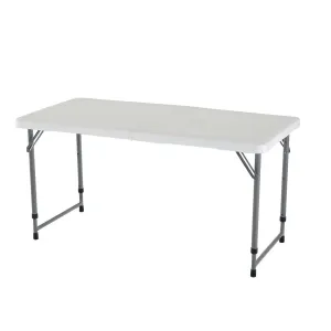 Adjustable Height White HDPE Plastic Folding Table with Powder Coated Steel Frame
