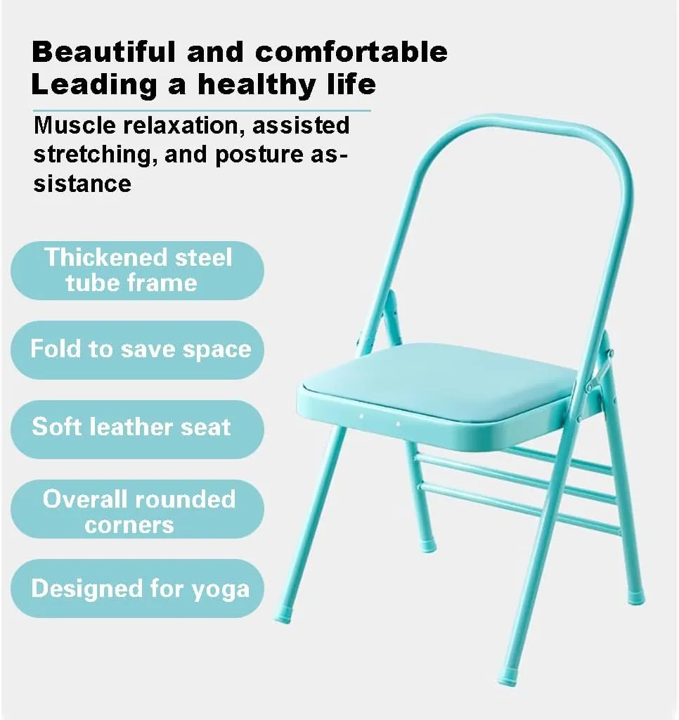 Adult Foldable Backless Yoga Chair with a Load Capacity of 300 kilograms. Yoga Auxiliary Chair with Lumbar Back Support Freed Back Pain Chair can Assist in Completing Yoga Movements.,Brown