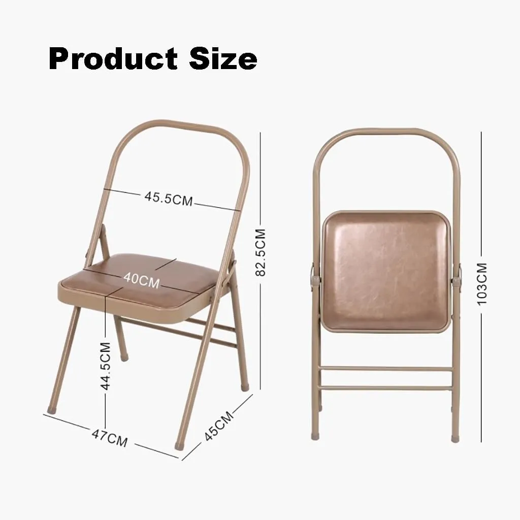 Adult Foldable Backless Yoga Chair with a Load Capacity of 300 kilograms. Yoga Auxiliary Chair with Lumbar Back Support Freed Back Pain Chair can Assist in Completing Yoga Movements.,Brown