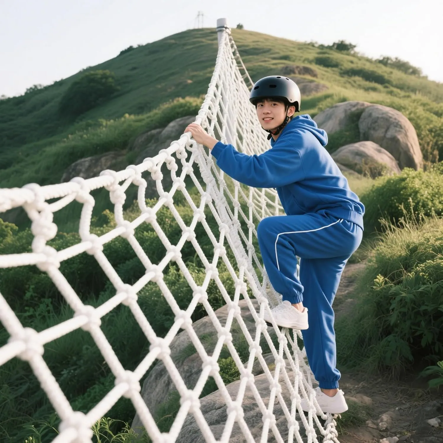 Adults Climbing Net Outdoor - Climbing Cargo Net Rope Ladder for Playground Jungle Gym Treehouse - Heavy-Duty Obstacle Course & Swingset Training Equipment,200x200cm