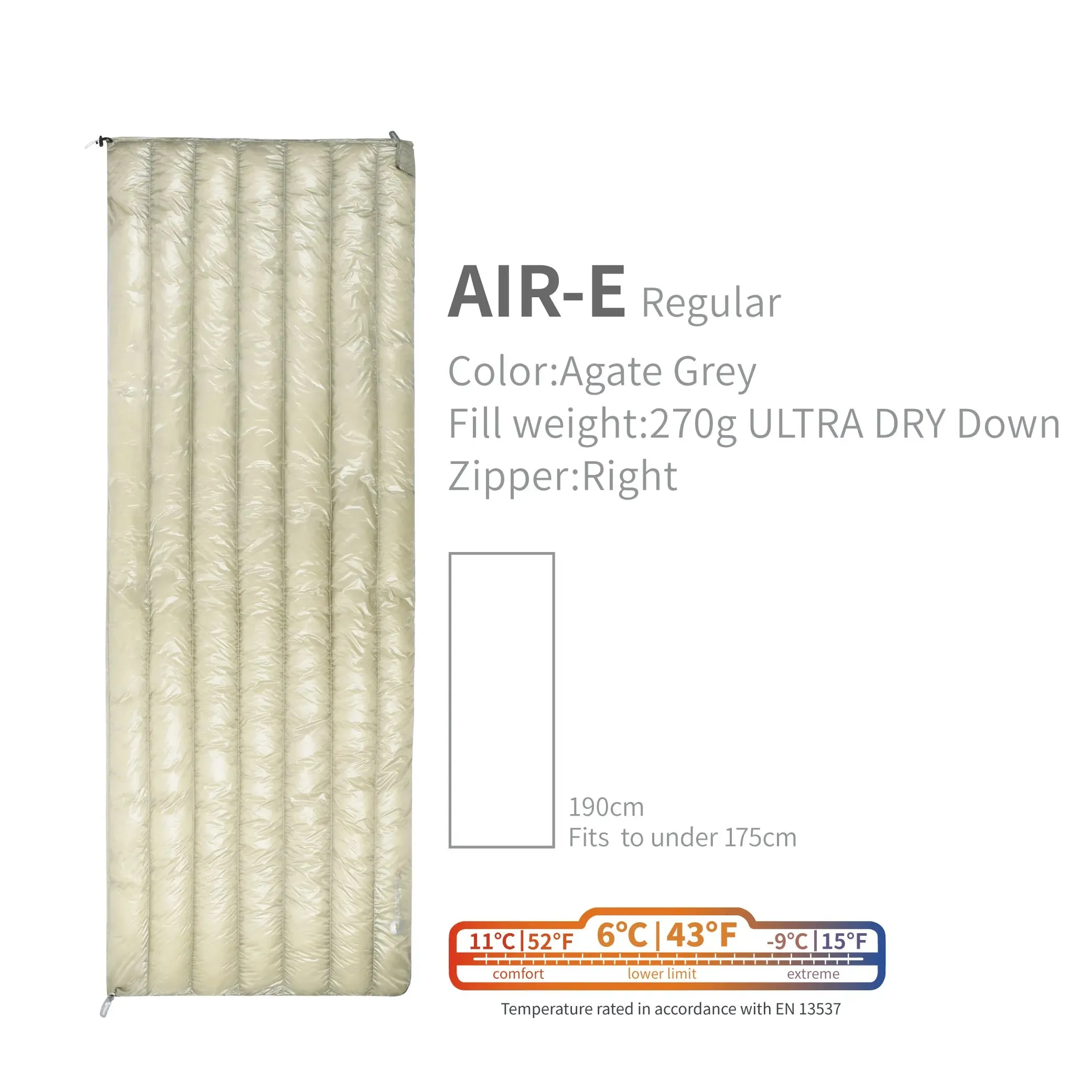 AEGISMAX AIR-E 10D 6 Degree 800FP Ultra Dry Ultralight Down Sleeping Bag Quilt Envelope