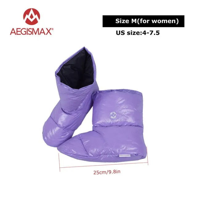 AEGISMAX Duck Down Slippers Shoes Bootees Boots Footwear Camping Feet Cover Warm Hiking Outdoor