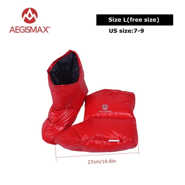 AEGISMAX Duck Down Slippers Shoes Bootees Boots Footwear Camping Feet Cover Warm Hiking Outdoor