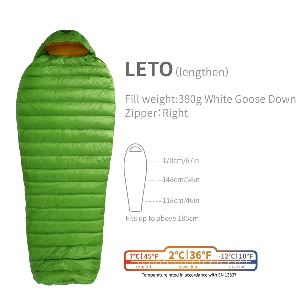 AEGISMAX LETO 2 Degree 700FP Ultra Dry Goose Down Sleeping Bag Ultralight Bag for Men & Women